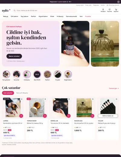 Işıltı temasının ana sayfası
