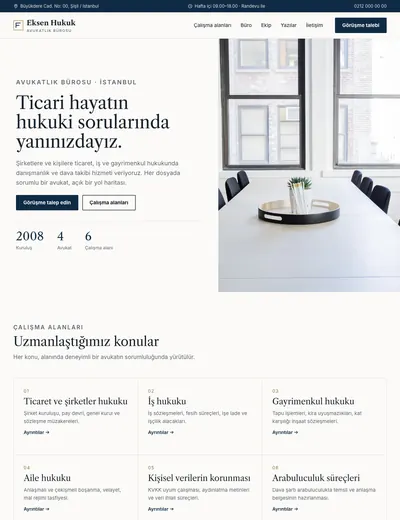 Eksen Hukuk temasının ana sayfası