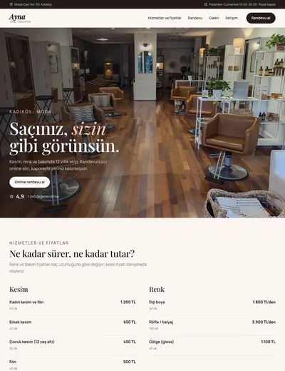 Ayna temasının ana sayfası